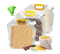 Global-Daily Transparent Cereal bag, Plastic Food Kitchen Storage Container ,Practical Airtight Lids Moisture-proof Portable Storage Bags Ideal for Cereal, Pasta, Sugar, Flour, Rice,Beans,Grain 3Pcs