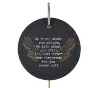 Global Designs Angel Wings Grave Stick Marker Plaque Ornament Memorial Slate We Think About You Graveside Decor 25x11cm