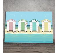 Global Designs Beach Huts Pastel Ceramic Tile Picture Plaque Sign Nautical Beach Wall Art By Kate Pearson 20x30cm