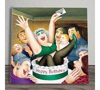 Global Designs Birthday Surprises Ceramic Tile Plaque Sign Wall Art Picture By Beryl Cook UV Printed Artwork 20x20cm