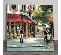 Global Designs Bistro Waiters Ceramic Tile Picture Plaque Sign Wall Art By Brent Heighton Paris Scene 20x20cm