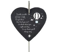 Global Designs Blue Baby Newborn Grave Stick Marker Plaque Childs Twinkle Little Star Memorial Heart Slate Graveside Decor 25x11cm