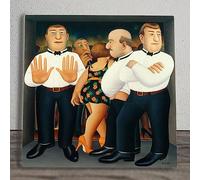 Global Designs Bouncers Ceramic Tile Plaque Sign Wall Art Picture By Beryl Cook Night Club UV Printed Artwork 20x20cm