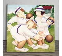 Global Designs Bowlers Ceramic Tile Plaque Sign Wall Art Picture By Beryl Cook Sports UV Printed Artwork 20x20cm