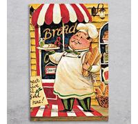 Global Designs Bread Chef Ceramic Tile Picture Novelty Bakery Plaque Sign Wall Art By K Grant 30x20cm