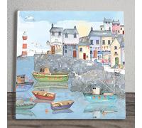 Global Designs Ceramic Tile Picture Harbour Scene 1 Nautical Plaque Sign Wall Art K T Bentley 20x20cm