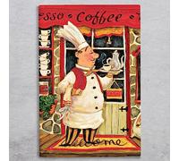 Global Designs Coffee Chef Ceramic Tile Picture Novelty Plaque Sign Wall Art By K Grant 30x20cm