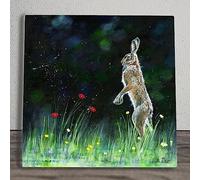Global Designs Dancing Hare Ceramic Tile Picture Plaque Sign Wall or Freestanding Art Parkhurst Gallery 20x20cm
