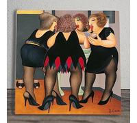Global Designs Getting Ready Ceramic Tile Plaque Sign Wall Art Picture By Beryl Cook UV Printed Artwork Girls Night out 20x20cm