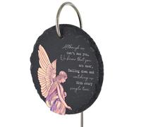 Global Designs Guardian Angel Grave Stick Marker Plaque Ornament Memorial Heart Slate Childs Adults Graveside Decor 25x11cm