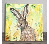 Global Designs Hazel Hare Ceramic Tile Picture Plaque Sign Wall or Freestanding Art By Parkhurst Gallery 20x20cm