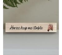 Global Designs Horses Keep Me Stable Horse Watercolour Artwork Decorative Wooden Memento Block