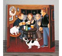 Global Designs In The Snug Ceramic Tile Plaque Sign Man Cave Bar Wall Art Picture By Beryl Cook UV Printed Artwork 20x20cm