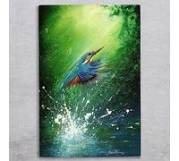Global Designs Kingfisher Ceramic Tile Picture Plaque Sign Wall Art Multicolours Bird in Flight By D Finney 30x20cm