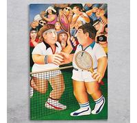 Global Designs Men's Singles Ceramic Tile Wall Art Tennis Plaque Sign Picture By Beryl Cook Novelty UV Printed Artwork H30x20cm