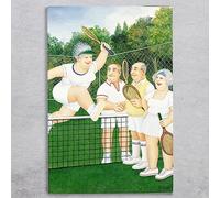Global Designs Mixed Doubles Ceramic Tile Wall Art Tennis Sign Picture Plaque Sign By Beryl Cook Novelty UV Printed Artwork H30x20cm