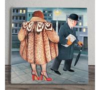 Global Designs My Fur Coat Ceramic Tile Picture Plaque Sign Wall Art By Beryl Cook UV Printed Artwork 20x20cm