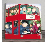 Global Designs Mystery Tour Ceramic Tile Picture Plaque Sign London Bus Wall Art By Beryl Cook UV Printed Artwork 20x20cm