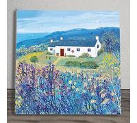 Global Designs Nautical Cottage Ceramic Tile Picture Plaque Sign Wall or Freestanding Floral Art A Place By The Sea By Jo Grundy 20x20cm
