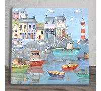 Global Designs Nautical Tile Picture Harbour Scene 2 Ceramic Plaque Sign Wall Art K T Bentley 20x20cm