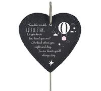 Global Designs Pink Baby Newborn Grave Stick Marker Plaque Twinkle Little Star Memorial Heart Slate Graveside Decor 25x11cm