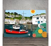 Global Designs Polperro Ceramic Tile Picture Plaque Sign Nautical Harbour Wall Art By Kate Pearson 20x30cm