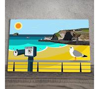 Global Designs Portreath Ceramic Tile Picture Plaque Sign Nautical Beach & Seagull Wall Art By Kate Pearson 20x30cm
