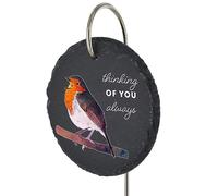 Global Designs Robin Grave Stick Marker Plaque Ornament Memorial Slate Thinking Of You Sentimental Tribute Graveside Decor 25x11cm