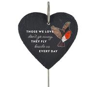 Global Designs Robin Grave Stick Marker Plaque Ornament Memorial Slate Those Love Don't Go Away Sentimental Tribute Graveside Decor 25x11cm