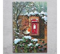 Global Designs Robin Picture Ceramic Tile Bird Plaque Sign Wall Art Robin in The Snow Postbox Scene By R Fathers 30x20cm