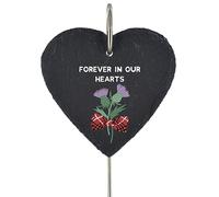 Global Designs Scottish Thistle Grave Stick Marker Plaque Ornament Scotland Memoriel Slate Heart Sentimental Tribute Graveside Decor 25x11cm