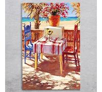 Global Designs Seaside Café Ceramic Tile Picture Plaque Sign Wall Art By Brent Heighton Nautical Scene 30x20cm