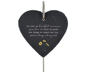 Global Designs Sunflowers Grave Stick Marker Plaque Ornament Slate Heart Flowers Memorial Sentimental Tribute Graveside Decor 25x11cm
