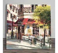 Global Designs The Corner Café Ceramic Tile Picture Plaque Sign Wall Art By Brent Heighton Paris Street Scene 20x20cm