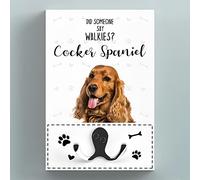 Global Designs Walkies Cocker Spaniel Themed Wall Hung Lead Hook Dog Breed Lead Holder Wall Hook