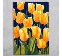 Global Designs Yellow Tulips Ceramic Tile Picture Plaque Sign Flower Floral Wall Art By P Burns 30x20cm