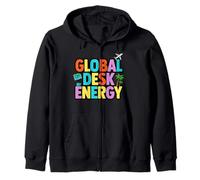 Global Desk Energy Travel Work Lifestyle Design Zip Hoodie