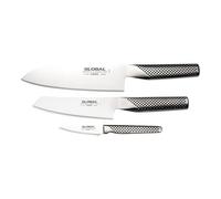 Global Elements Earth/Tsuchi 3 Piece Knife Set Made in Japan, Japanese Knives for Cooking, Santoku Knife, Vegetable Knife & Peeling Knife, Lightweight Ultra Sharp Kitchen Knives Set Stainless Steel