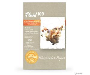 Global Fluid 100 Watercolour Paper Block Cotton 300gsm 4x6in Cold Pressed