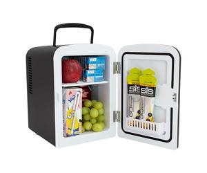 Global Gizmos 33279 Black Mini Fridge/Table Top Fridge for Bedrooms/Portable Design with Carry Handle / 4 Litre Capacity/Ideal for Snacks, Beauty, Skincare & More