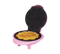 Global Gizmos 35570 Heart Shaped Waffle Maker / 1000W / Unique Thermostatic Design/Non-Stick Plates/Easy Clean / 25cm x 22cm / Pink Colour