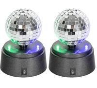Global Gizmos 45839 Mini Disco Ball/Light-Up Mirror Ball/Efficient LED Lights / 3-Inch Diameter/Perfect for Tabletops, Kids Parties & More, Silver (Pack of 2)