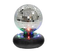 Global Gizmos 5" Rotating Disco Mirror Ball With Lights, Silver