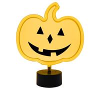 Global Gizmos 45929 LED Neon Pumpkin/Halloween Neon Light/Transparent Pumpkin Face with Yellow LEDs/Stable Base Included / 27.5 x 22.5cm