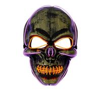 Global Gizmos 45979 Light-Up Halloween Skull Mask/Orange & Purple LED Lights/Lightweight & Durable Halloween Costume Accessory / 3 Light Modes
