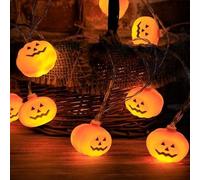 Global Gizmos 46279 Halloween Pumpkin String Lights/Warm White LEDs/Outdoor Halloween Fairy Lights / IP44 Waterproof/Set of 10 Bulbs