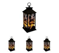 Global Gizmos 46289 LED Halloween Lantern/Flickering Candle Lantern Effect / 6 Hour Timer/Convenient Hanging Hook/Battery Powered (Pack of 4)