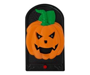 Global Gizmos 47829 Halloween Pumpkin Doorbell/Interactive Front Door Halloween Decoration/Red Glowing LEDs / 3 Sound Effects / 19.5cm x 11cm