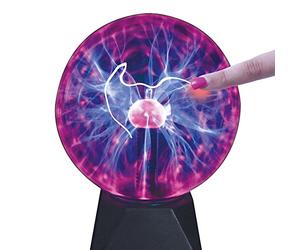 Global Gizmos 48920 6 Inch Mega Plasma Ball | Touch & Sound Activated | Multi-Coloured Lightning Display | Light Up Electric Globe Lamp | Night Light