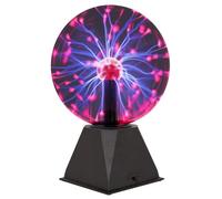 Global Gizmos 48980 8 Inch Mega Plasma Ball/Touch Sensitive & Sound Activated/Multi-Coloured Lightning Display/Retro Novelty Fun Light Up Electric Globe Lamp